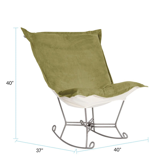 Scroll Puff Rocker Bella Moss Titanium Frame