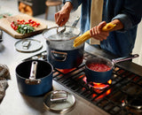 Space Folding Handle Ceramic Non-stick 15cm Blue Saucepan & Lid