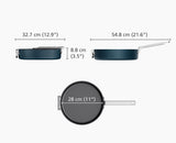 Space Folding Handle Ceramic Non-stick 28cm Blue Frying Pan