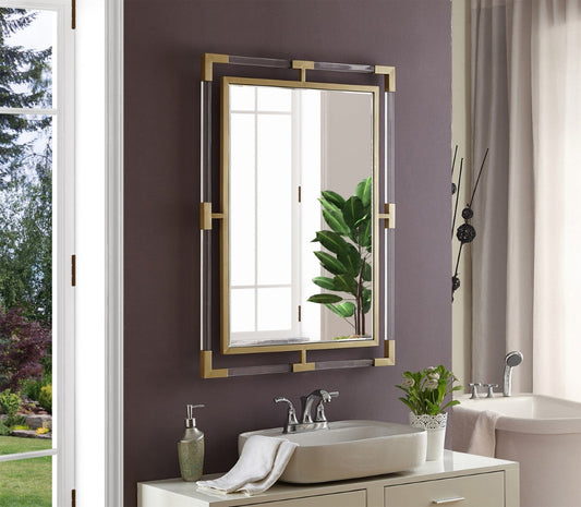 Ghost Rectangular Acrylic Mirror - Contemporary Brushed Gold Design for Elegant Home Decor Style