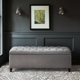 Button Tufted Modern Upholstered Storage Bench Ottoman, Grey