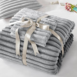 300GSM Fluffy Ribbed Plush Comforter Set,Grey Ombre