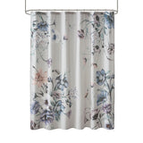 Large Floral Print Shower Curtain, Blue