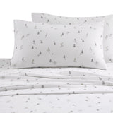 Winter Flannel Cotton Sheet Set, Ski, Light Grey