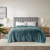 Heated Plush Electric Bedding Blanket, Teal Green