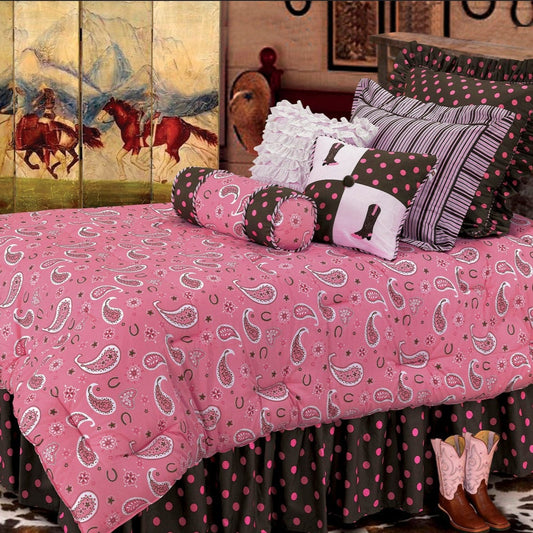 Pink Paisley Bedding Set, Super Queen Pink