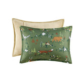 Wholesale Forest Animals 5-Piece Plush Reversible Comforter Set, Green