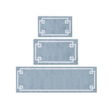 High Pile Bordered Bathroom Rug, Blue