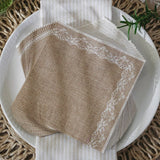 Burlap and Lace Tableware Set 62 Pieces