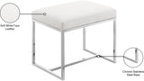 Monroe Faux Leather Contemporary Ottoman with Elegant Stainless Steel Base for Any Room Decor