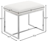 Monroe Faux Leather Contemporary Ottoman with Elegant Stainless Steel Base for Any Room Decor