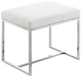 Monroe Faux Leather Contemporary Ottoman with Elegant Stainless Steel Base for Any Room Decor