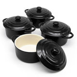 Kook Mini Ceramic Casserole Dishes with Lids, 4-Pack