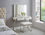 Hollywood Iron Contemporary Mirror - Glamorous Chrome Frame with Lights for Dressing Room Elegance
