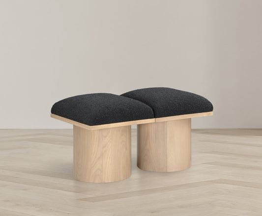 Pavilion Bench: Luxurious Channel-Tufted Seat in Elegant Oak Veneer, Art Deco Design for Stylish Spaces