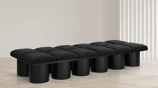 Pavilion Stylish Boucle Fabric Bench - Art Deco Design, Luxurious Cushioning & Versatile Seating Solution