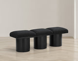 Pavilion Exquisite Black Boucle Fabric Bench - Art Deco Style with Luxurious Comfort & Versatile Design
