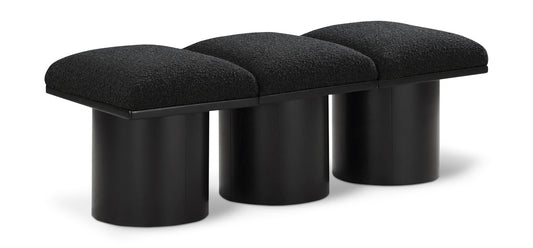 Pavilion Elegant Boucle Fabric Bench with Art Deco Design and Luxurious Seat Cushion for Your Space