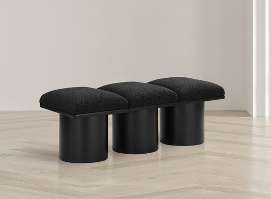 Pavilion Elegant Boucle Fabric Bench with Art Deco Design and Luxurious Seat Cushion for Your Space
