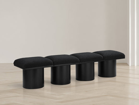 Pavilion Stylish Boucle Fabric Bench with Luxurious Cushion and Art Deco Design for Any Space