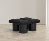 Pavilion Black Boucle Fabric Bench - Elegant Seating with Art Deco Flair for Any Stylish Space