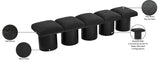 Pavilion Exquisite Black Boucle Fabric Bench with Art Deco Design and Luxurious Channel-Tufted Cushion