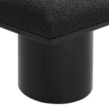Pavilion Exquisite Black Boucle Fabric Bench with Art Deco Design and Luxurious Channel-Tufted Cushion