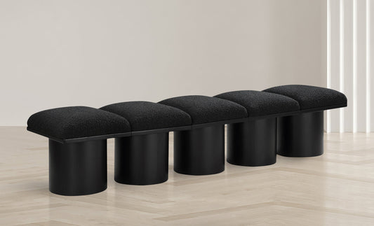 Pavilion Black Boucle Fabric Bench - Luxurious Art Deco Seating for Entryway or Bedroom Style