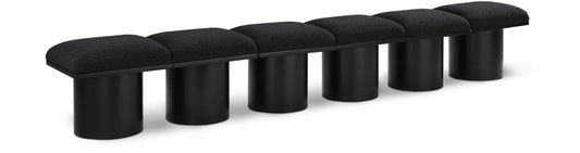 Pavilion Black Boucle Fabric Bench - Stylish Art Deco Seating for Entryway or Bedroom Decor