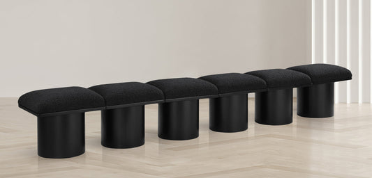 Pavilion Black Boucle Fabric Bench - Stylish Art Deco Seating for Entryway or Bedroom Decor
