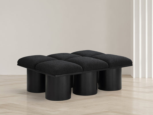 Pavilion Stylish Boucle Fabric Bench with Art Deco Design, Luxurious Cushion, and Versatile Seating