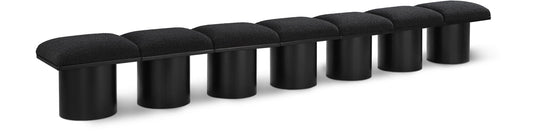 Pavilion Elegant Art Deco Bench with Rich Boucle Fabric and Luxurious Channel-Tufted Cushion Design