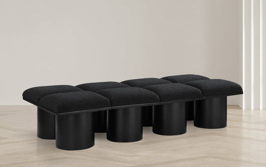 Pavilion Elegant Boucle Fabric Bench - Stylish Art Deco Seating for Entryway, Bedroom & Beyond