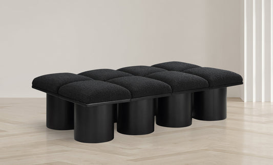 Pavilion Stylish Boucle Fabric Bench - Luxurious Seating with Art Deco Design for Any Room Decor