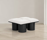 Pavilion Black Boucle Fabric Bench - Elegant Seating with Art Deco Flair for Any Stylish Space
