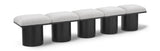 Pavilion Exquisite Black Boucle Fabric Bench with Art Deco Design and Luxurious Channel-Tufted Cushion