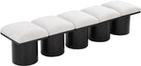 Pavilion Exquisite Black Boucle Fabric Bench with Art Deco Design and Luxurious Channel-Tufted Cushion