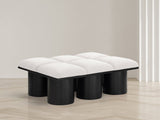 Pavilion Stylish Boucle Fabric Bench with Art Deco Design, Luxurious Cushion, and Versatile Seating