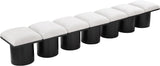Pavilion Elegant Art Deco Bench with Rich Boucle Fabric and Luxurious Channel-Tufted Cushion Design