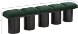 Pavilion Exquisite Black Boucle Fabric Bench with Art Deco Design and Luxurious Channel-Tufted Cushion