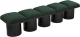 Pavilion Exquisite Black Boucle Fabric Bench with Art Deco Design and Luxurious Channel-Tufted Cushion