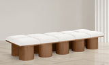 Pavilion Cream Boucle Fabric Bench - Luxurious Art Deco Seating with Oak Veneer and Cushion Comfort