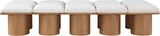 Pavilion Cream Boucle Fabric Bench - Luxurious Art Deco Seating with Oak Veneer and Cushion Comfort
