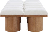 Pavilion Cream Boucle Fabric Bench - Luxurious Art Deco Seating with Oak Veneer and Cushion Comfort
