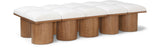 Pavilion Cream Boucle Fabric Bench - Luxurious Art Deco Seating with Oak Veneer and Cushion Comfort