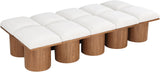 Pavilion Cream Boucle Fabric Bench - Luxurious Art Deco Seating with Oak Veneer and Cushion Comfort