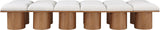 Pavilion Cream Boucle Fabric Bench - Luxurious Art Deco Seating with Oak Veneer and Cushion Comfort