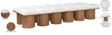 Pavilion Cream Boucle Fabric Bench - Luxurious Art Deco Seating with Oak Veneer and Cushion Comfort
