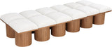 Pavilion Cream Boucle Fabric Bench - Luxurious Art Deco Seating with Oak Veneer and Cushion Comfort