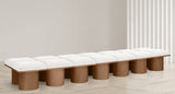 Pavilion Cream Boucle Fabric Bench - Luxurious Art Deco Seating with Oak Veneer and Cushion Comfort